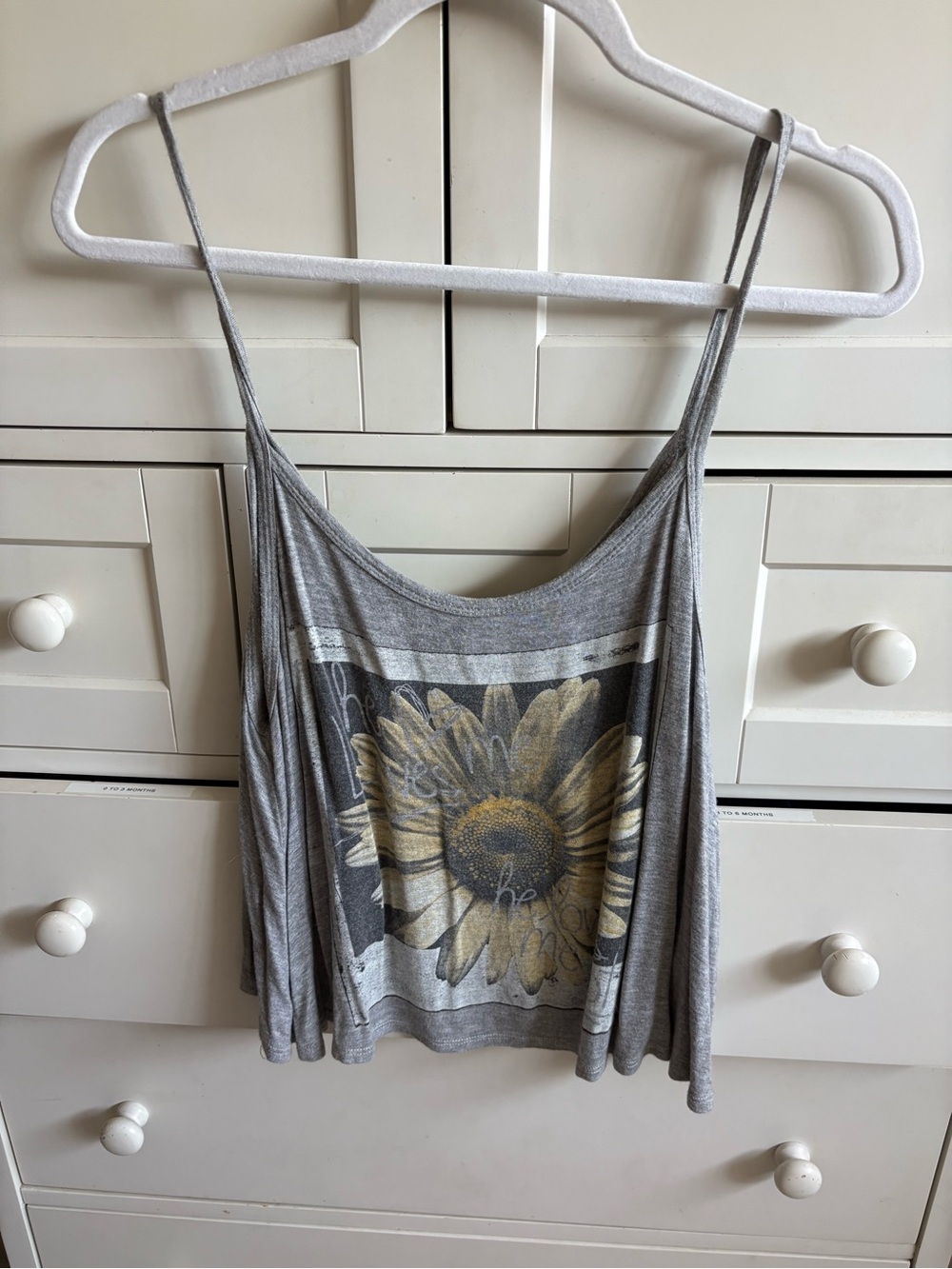 Full Tilt Gray Tank Top with Yellow Sunflower Graphic
